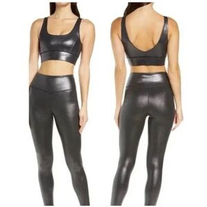 IVL Women’s Sz 10 Black Faux Leather Anthracite Leggings High Rise